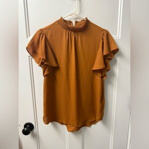 APT 9 Women's Ruffled Sleeve Top - Burnt Orange